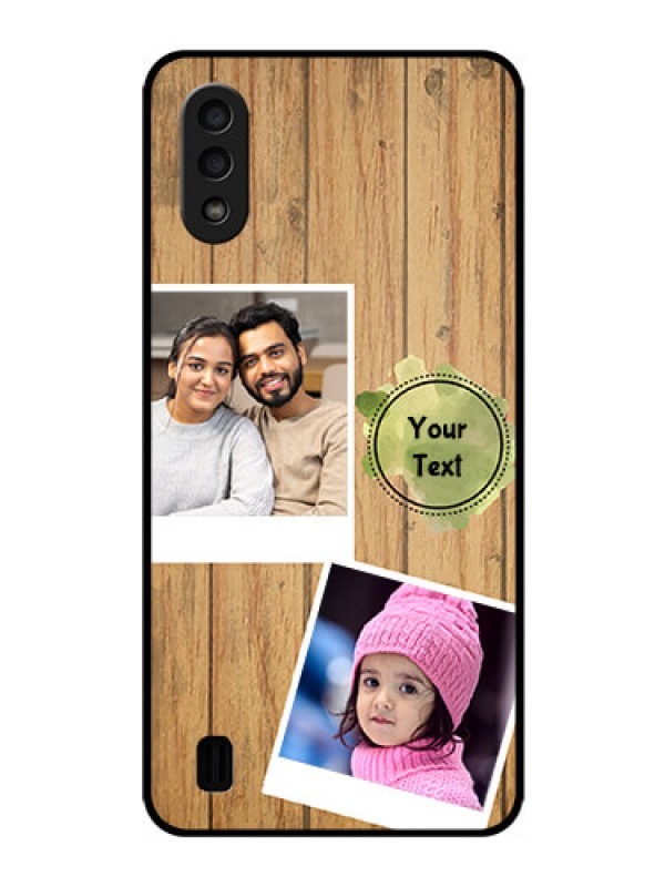 Custom Galaxy M01 Custom Glass Phone Case - Wooden Texture Design