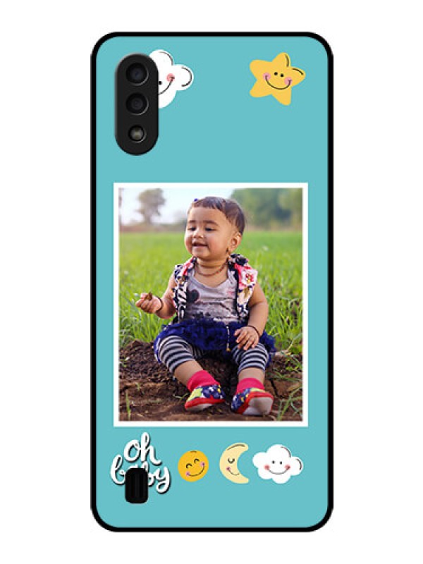 Custom Galaxy M01 Personalized Glass Phone Case - Smiley Kids Stars Design