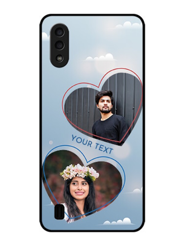 Custom Galaxy M01 Custom Glass Mobile Case - Blue Color Couple Design