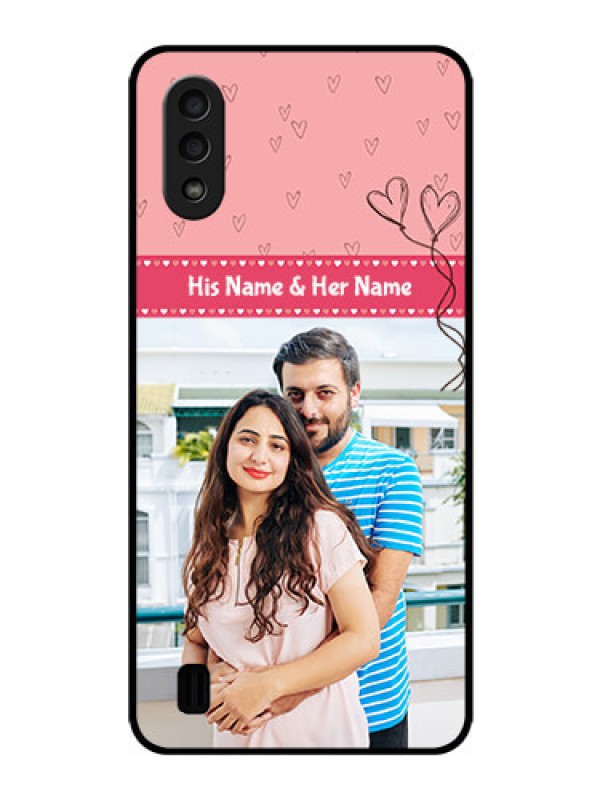 Custom Galaxy M01 Personalized Glass Phone Case - Love Design Peach Color