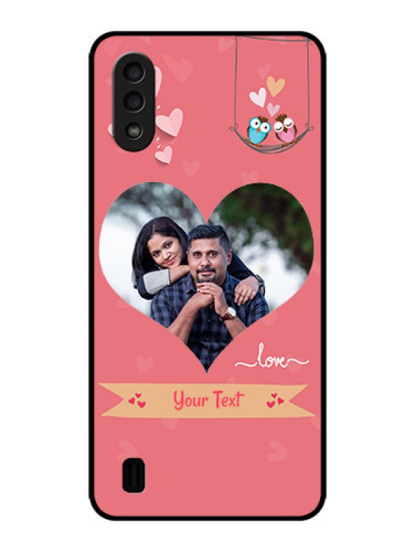 Custom Galaxy M01 Personalized Glass Phone Case - Peach Color Love Design