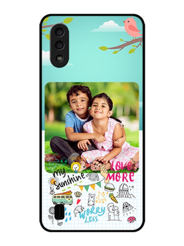 Custom Galaxy M01 Photo Printing on Glass Case - Doodle love Design
