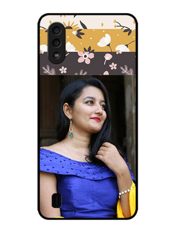 Custom Galaxy M01 Custom Glass Phone Case - Stylish Floral Design