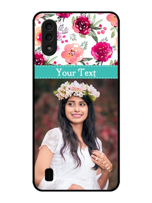 Custom Galaxy M01 Custom Glass Phone Case - Watercolor Floral Design