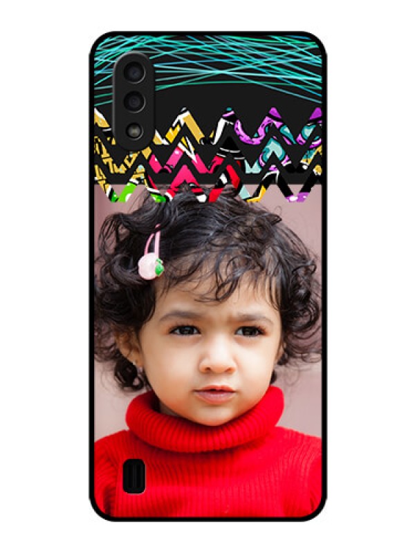 Custom Galaxy M01 Personalized Glass Phone Case - Neon Abstract Design