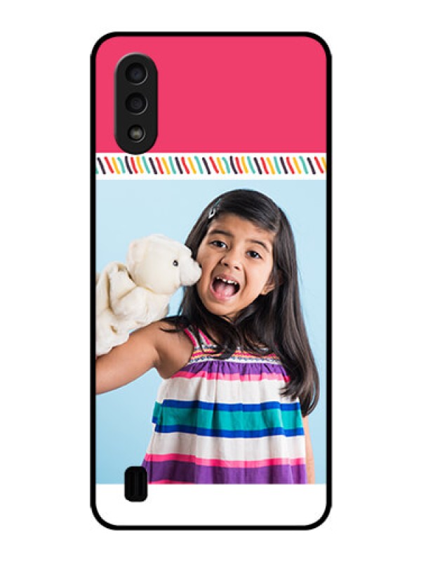 Custom Galaxy M01 Personalized Glass Phone Case - Line art design