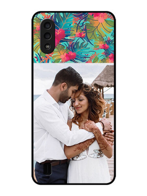 Custom Galaxy M01 Photo Printing on Glass Case - Watercolor Floral Design