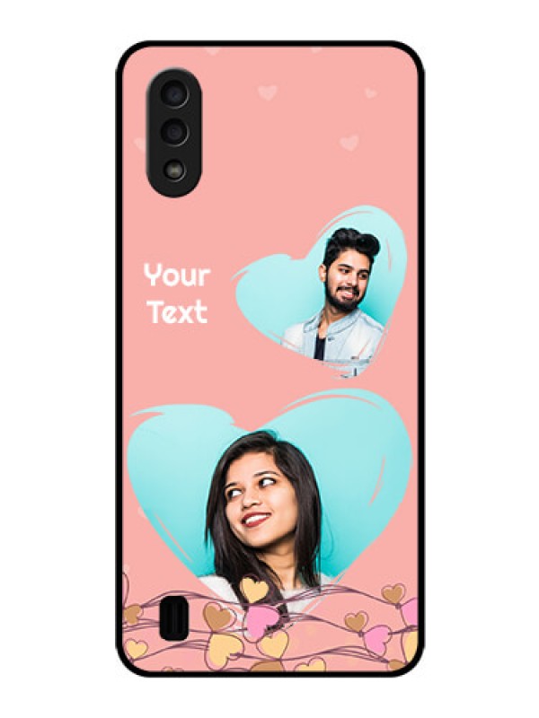 Custom Galaxy M01 Custom Glass Mobile Case - Love Doodle Design