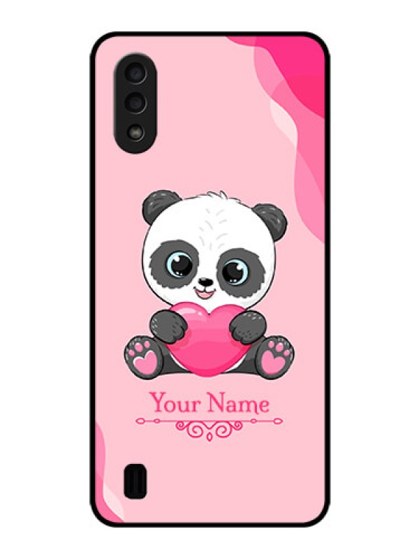 Custom Galaxy M01 Custom Glass Mobile Case - Cute Panda Design