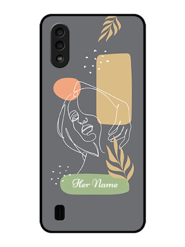 Custom Galaxy M01 Custom Glass Phone Case - Gazing Woman line art Design