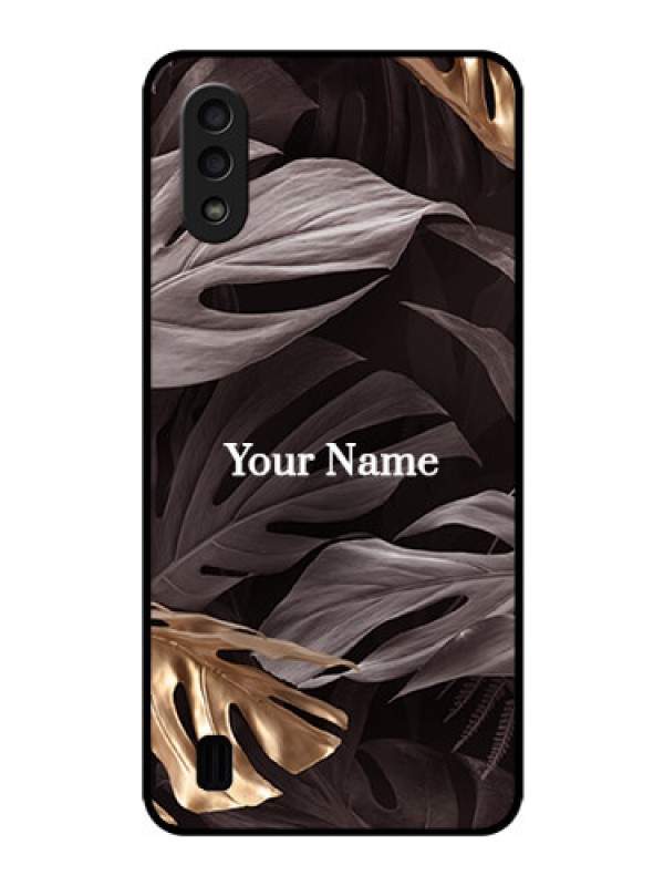 Custom Galaxy M01 Personalised Glass Phone Case - Wild Leaves digital paint Design