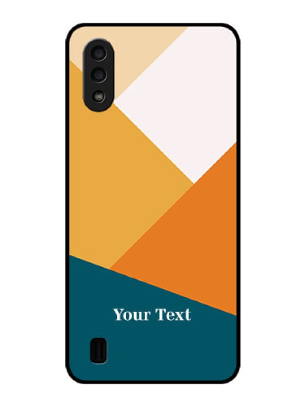 Custom Galaxy M01 Personalized Glass Phone Case - Stacked Multi-colour Design