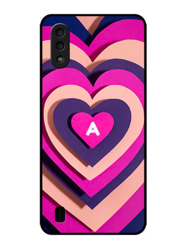 Custom Galaxy M01 Custom Glass Mobile Case - Cute Heart Pattern Design