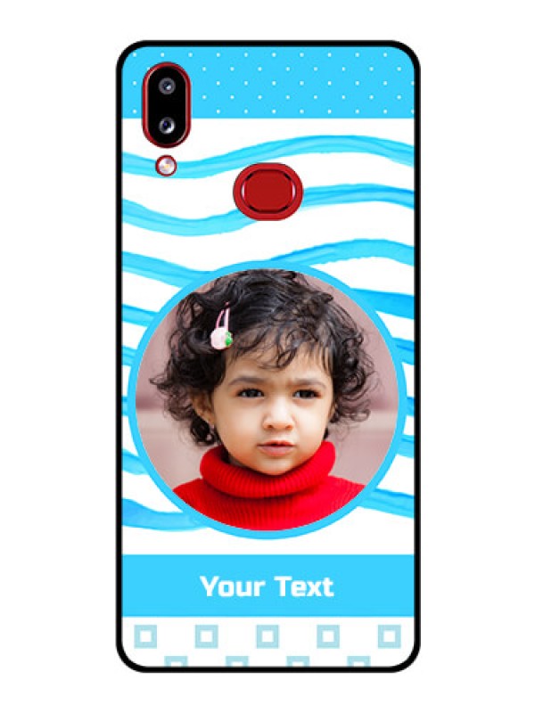 Custom Galaxy M01s Custom Glass Phone Case - Simple Blue Case Design