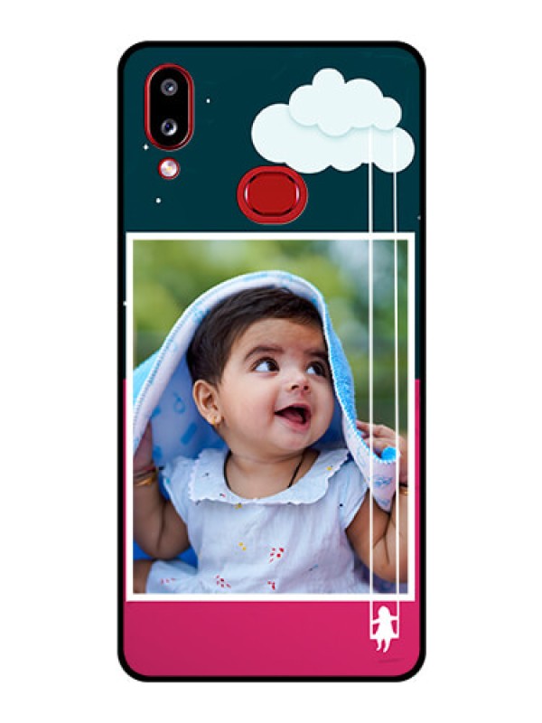Custom Galaxy M01s Custom Glass Phone Case - Cute Girl with Cloud Design