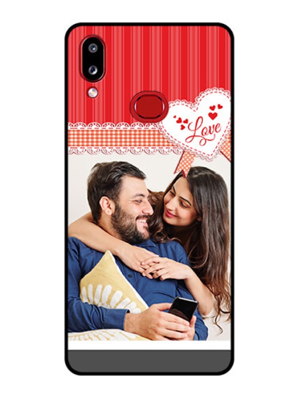 Custom Galaxy M01s Custom Glass Mobile Case - Red Love Pattern Design