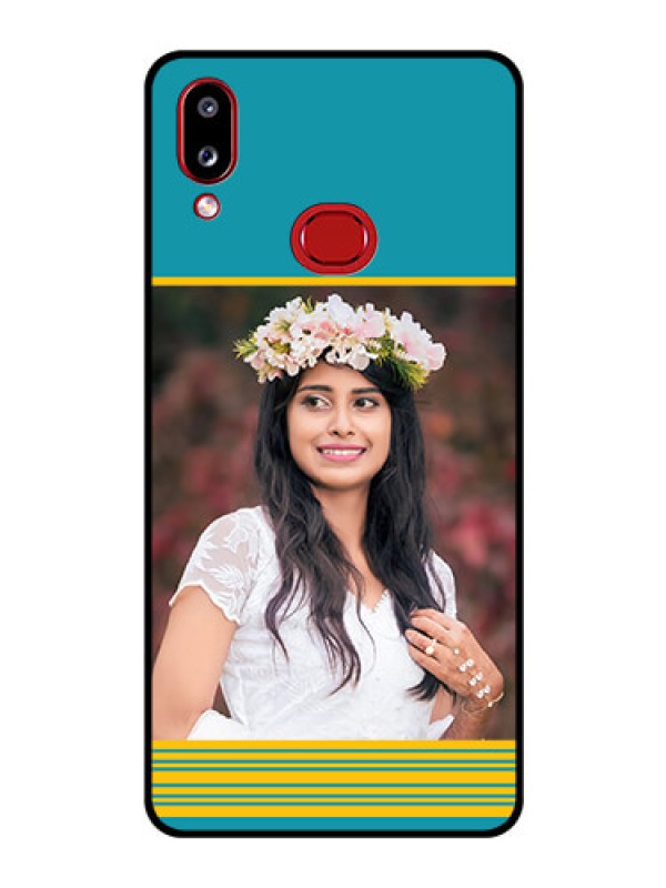 Custom Galaxy M01s Custom Glass Phone Case - Yellow & Blue Design 