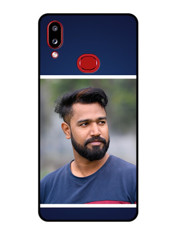 Custom Galaxy M01s Personalized Glass Phone Case - Simple Royal Blue Design