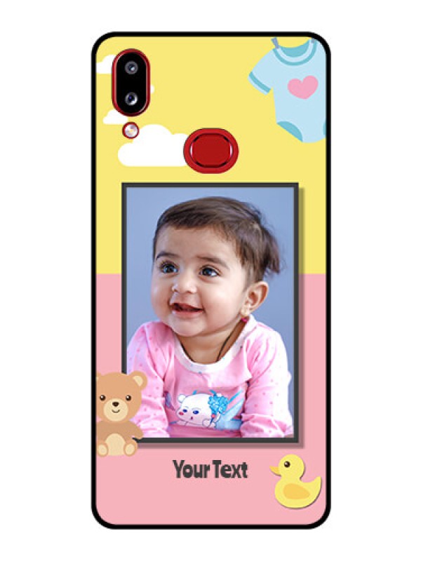 Custom Galaxy M01s Photo Printing on Glass Case - Kids 2 Color Design