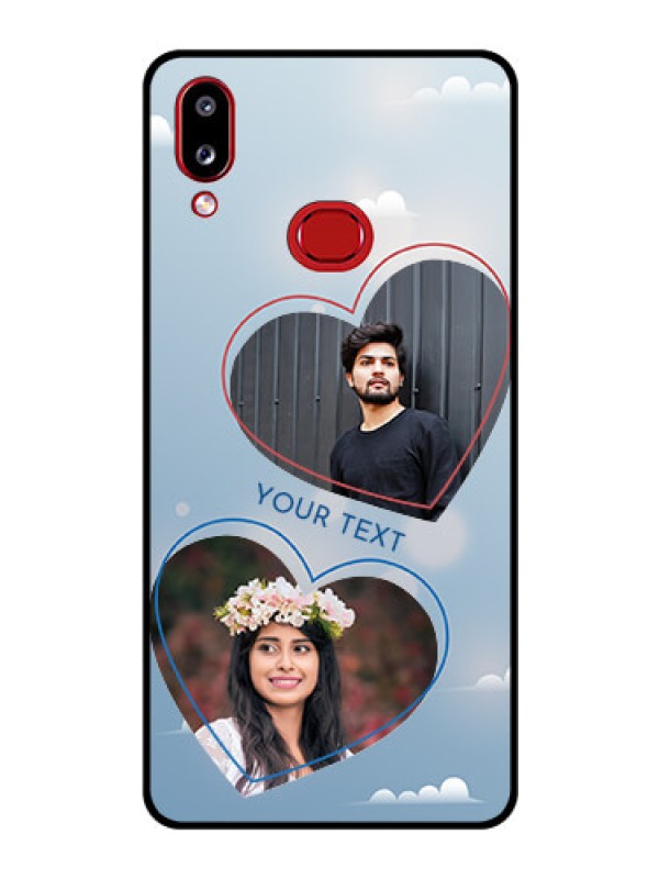 Custom Galaxy M01s Custom Glass Mobile Case - Blue Color Couple Design 