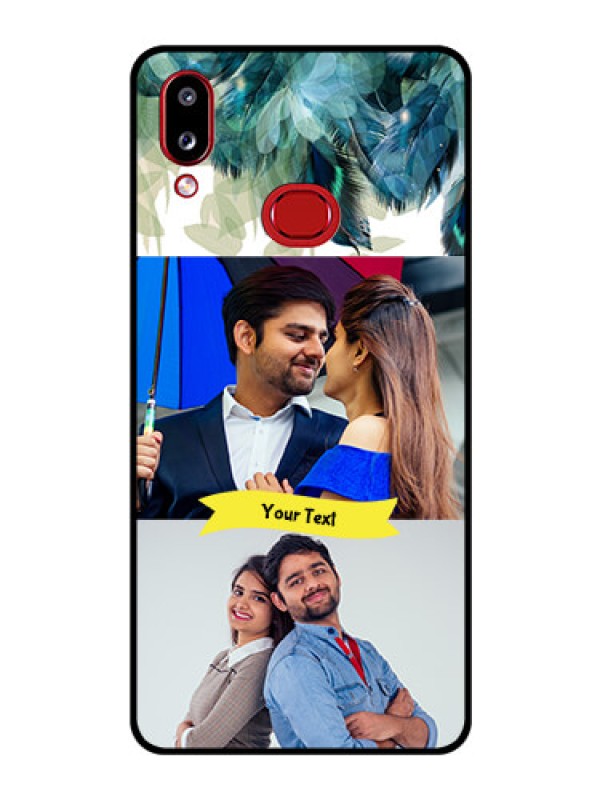 Custom Galaxy M01s Personalized Glass Phone Case - Image with Boho Peacock Feather Design