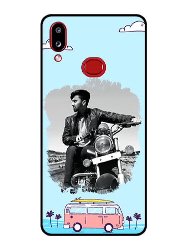 Custom Galaxy M01s Photo Printing on Glass Case - Travel & Adventure Design