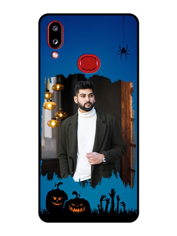 Custom Galaxy M01s Photo Printing on Glass Case - with pro Halloween design 