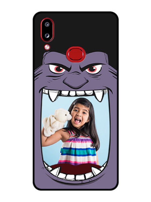 Custom Galaxy M01s Custom Glass Phone Case - Angry Monster Design