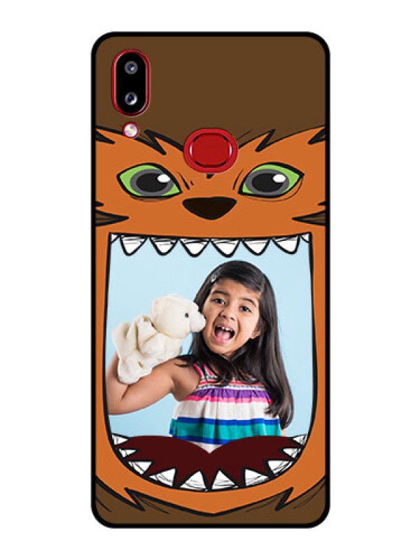 Custom Galaxy M01s Photo Printing on Glass Case - Owl Monster Back Case Design