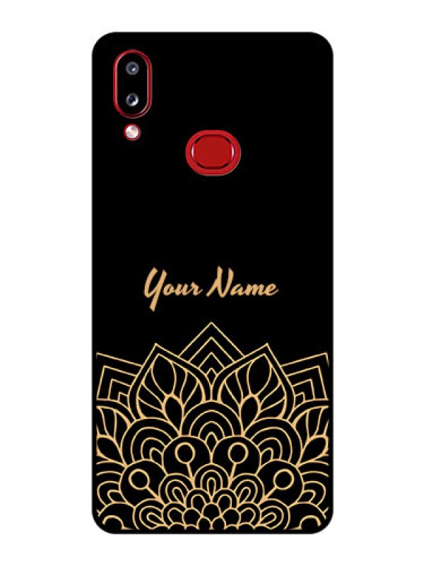 Custom Galaxy M01s Custom Glass Phone Case - Golden mandala Design