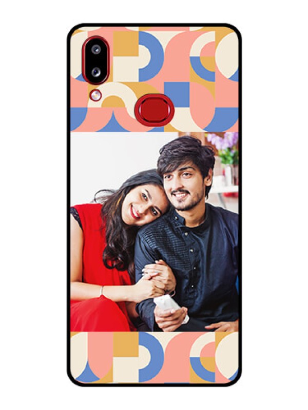 Custom Galaxy M01s Photo Printing on Glass Case - Semi-circle Maze Pattern Design