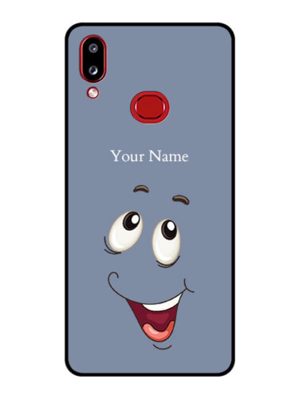 Custom Galaxy M01s Photo Printing on Glass Case - Laughing Cartoon Face Design