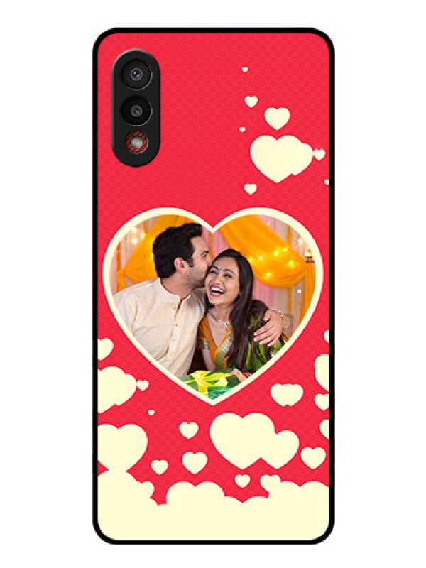 Custom Galaxy M02 Custom Glass Mobile Case - Love Symbols Phone Cover Design