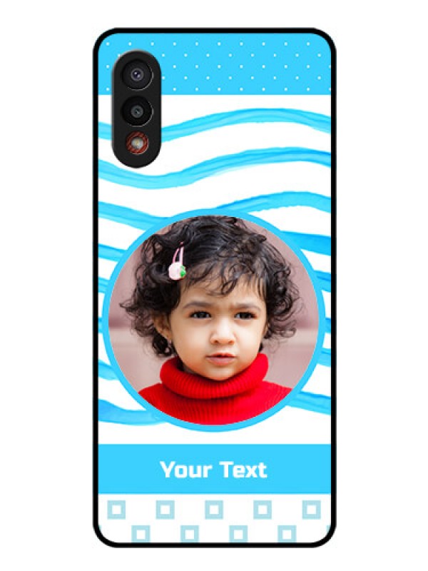 Custom Galaxy M02 Custom Glass Phone Case - Simple Blue Case Design