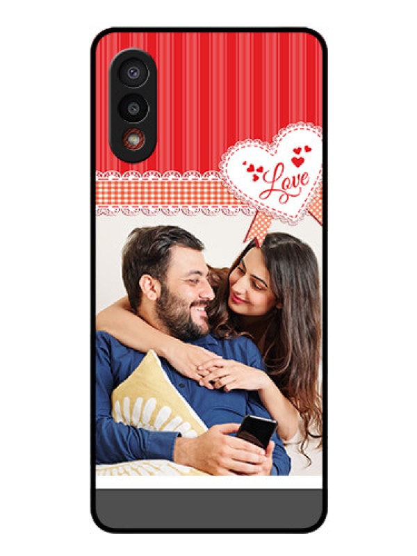 Custom Galaxy M02 Custom Glass Mobile Case - Red Love Pattern Design