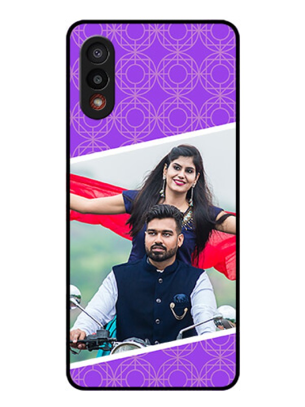Custom Galaxy M02 Custom Glass Phone Case - Violet Pattern Design