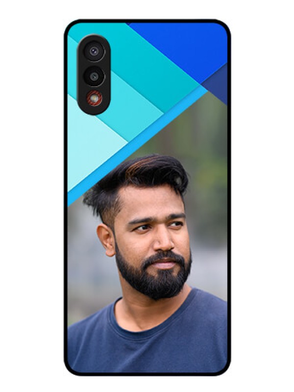 Custom Galaxy M02 Custom Glass Phone Case - Blue Pattern Design