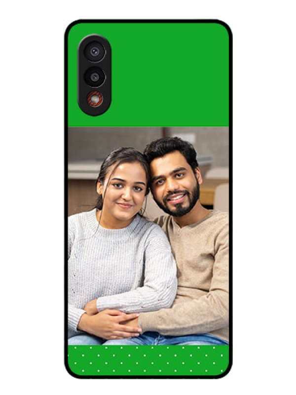 Custom Galaxy M02 Personalized Glass Phone Case - Green Pattern Design