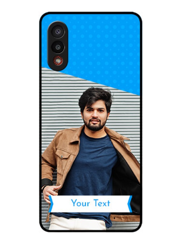 Custom Galaxy M02 Photo Printing on Glass Case - Simple Blue Color Design