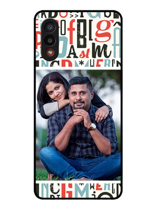 Custom Galaxy M02 Personalized Glass Phone Case - Alphabet Design