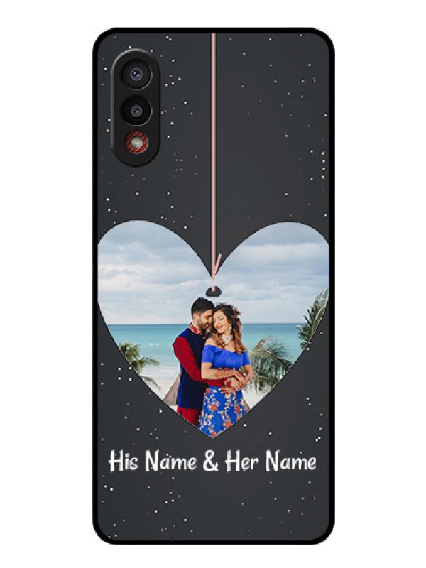Custom Galaxy M02 Custom Glass Phone Case - Hanging Heart Design