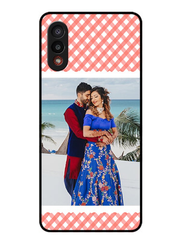 Custom Galaxy M02 Personalized Glass Phone Case - Pink Pattern Design