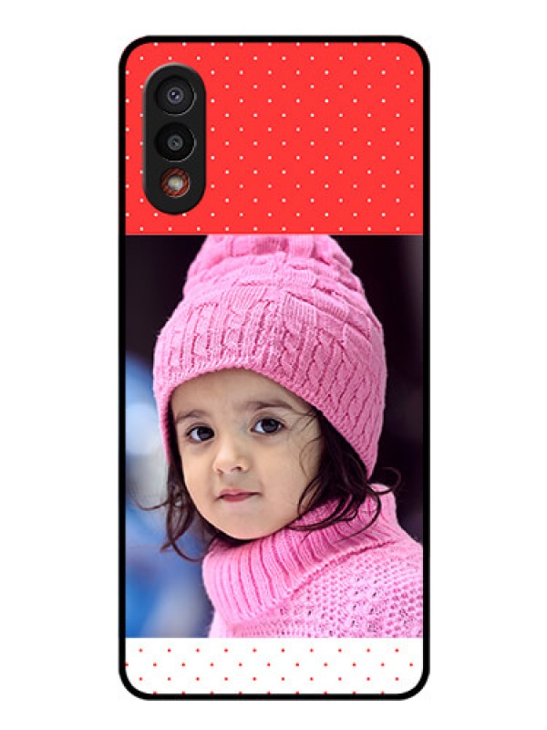 Custom Galaxy M02 Photo Printing on Glass Case - Red Pattern Design