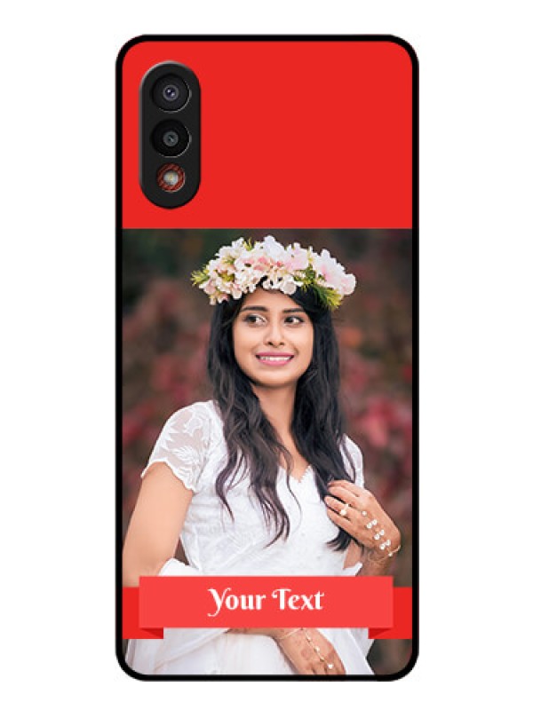 Custom Galaxy M02 Custom Glass Phone Case - Simple Red Color Design
