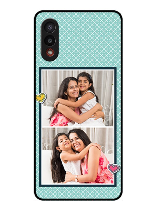 Custom Galaxy M02 Custom Glass Phone Case - 2 Image Holder with Pattern Design