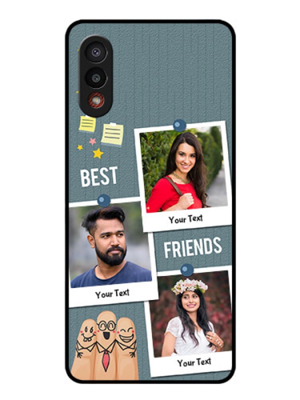 Custom Galaxy M02 Personalized Glass Phone Case - Sticky Frames and Friendship Design