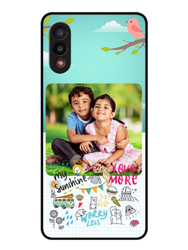 Custom Galaxy M02 Photo Printing on Glass Case - Doodle love Design