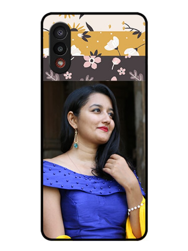 Custom Galaxy M02 Custom Glass Phone Case - Stylish Floral Design