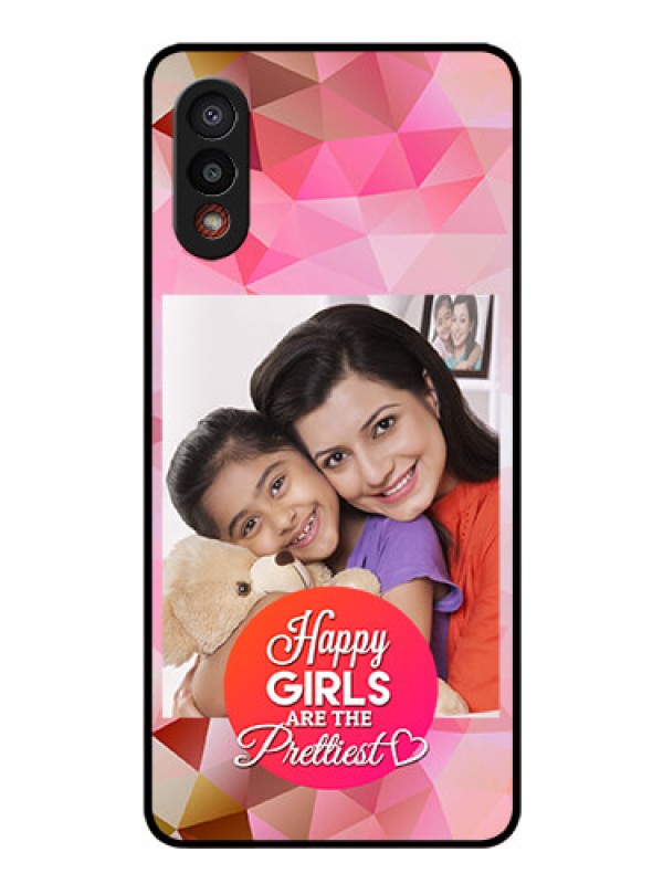 Custom Galaxy M02 Photo Printing on Glass Case - Abstract Triangle Design