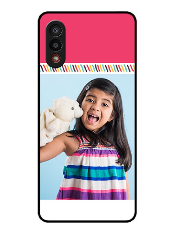 Custom Galaxy M02 Personalized Glass Phone Case - Line art design